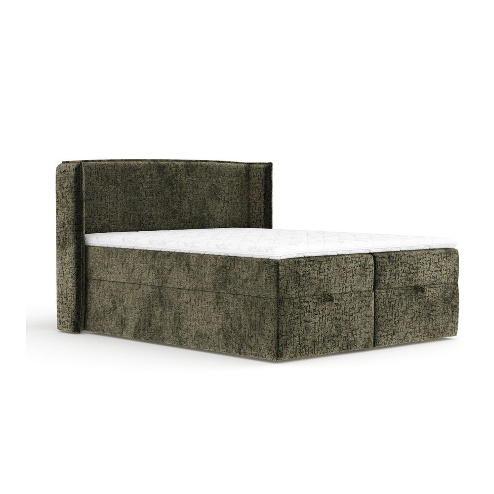 Sötétzöld ágyneműtartós boxspring ágy 180x200 cm Passion – Maison de Rêve