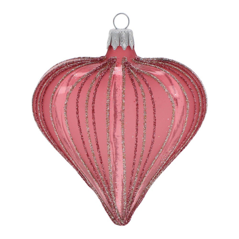 Üveg kézzel fújt karácsonyfadísz készlet 3 db-os 9 cm Heart – Ego Dekor