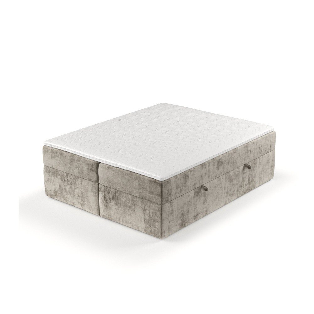 Világosbarna ágyneműtartós boxspring ágy 160x200 cm Yoko – Maison de Rêve