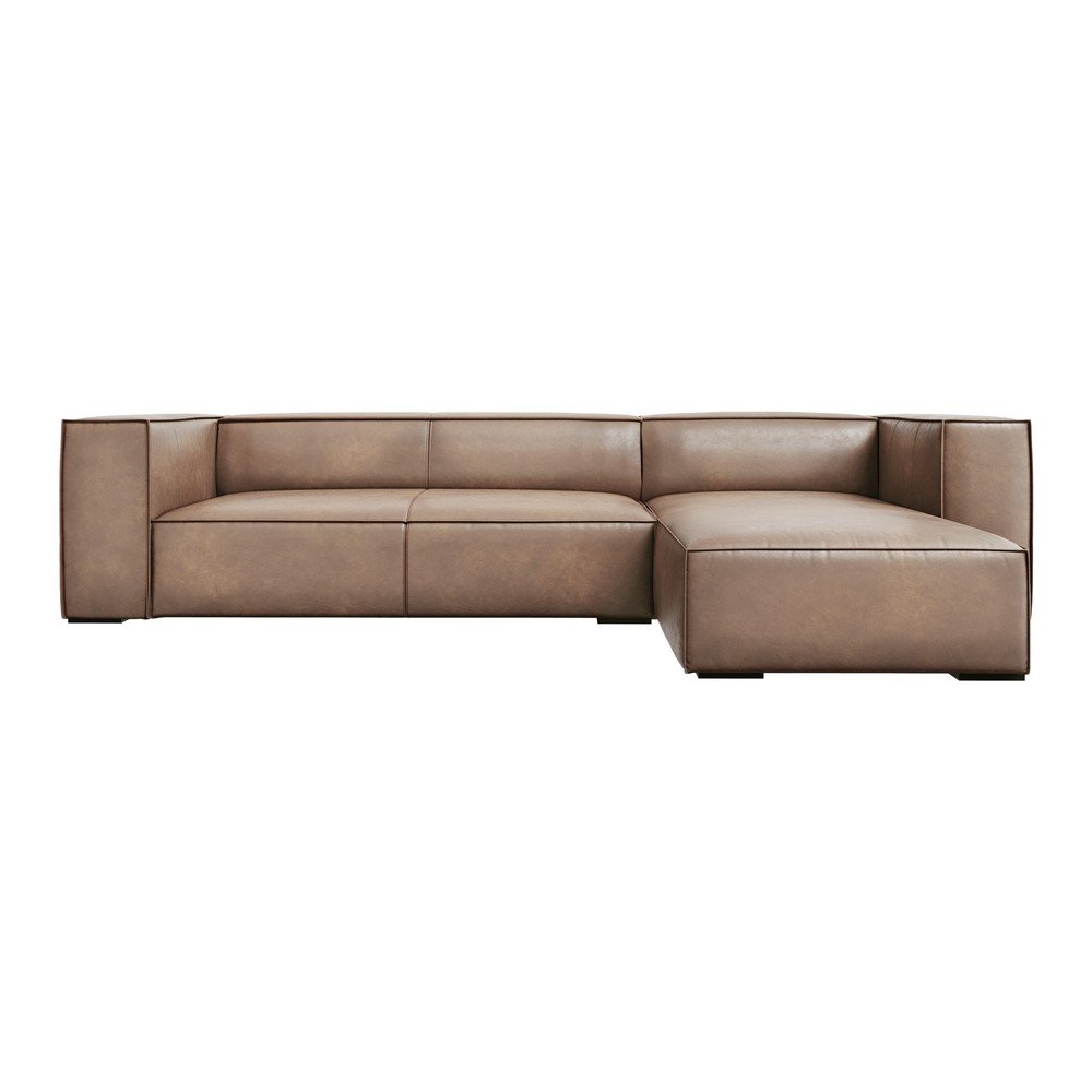 Világosbarna bőr sarokkanapé (jobb oldali) Madame – Windsor & Co Sofas
