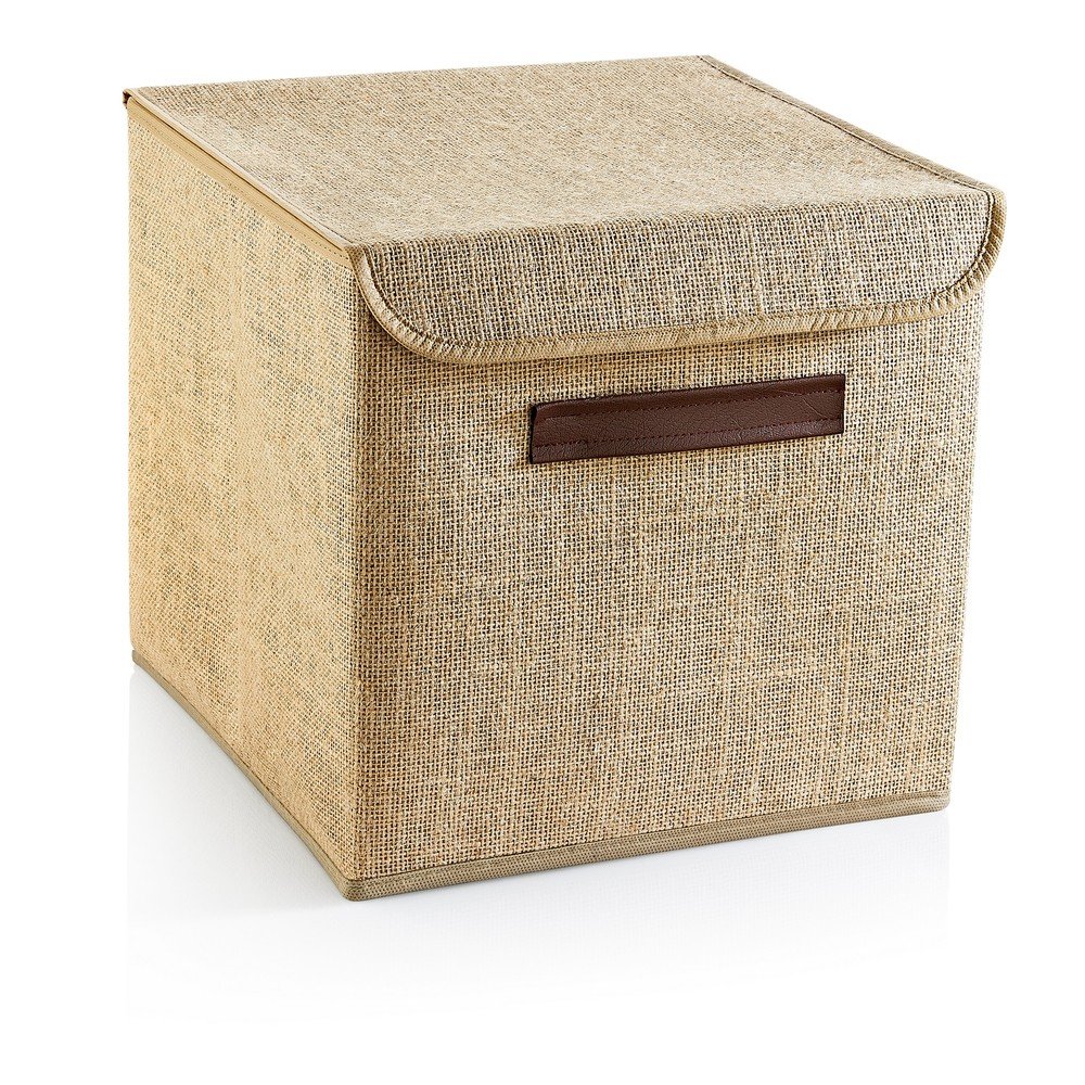 Világosbarna fedeles juta tárolódoboz 30x30x30 cm – Mioli Decor