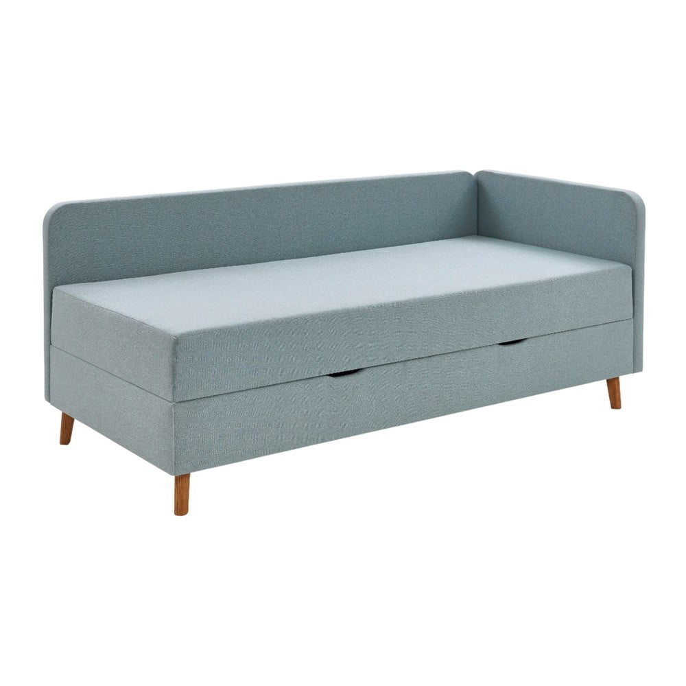 Világoskék kárpitozott egyszemélyes ágy tárolóhellyel 120x200 cm Cabana – Meise Möbel