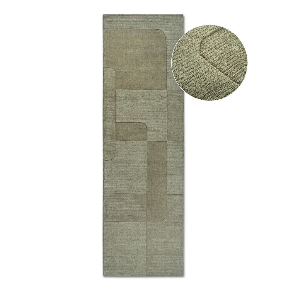Zöld kézi szövésű gyapjú futószőnyeg 80x250 cm Charlotte – Villeroy&Boch