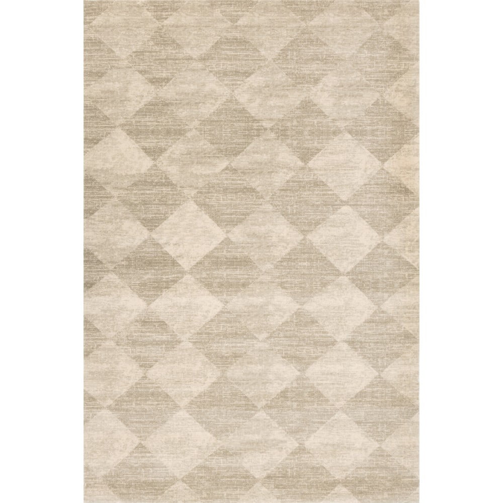 Bézs gyapjú szőnyeg 240x340 cm Agnus Checkered – Agnella