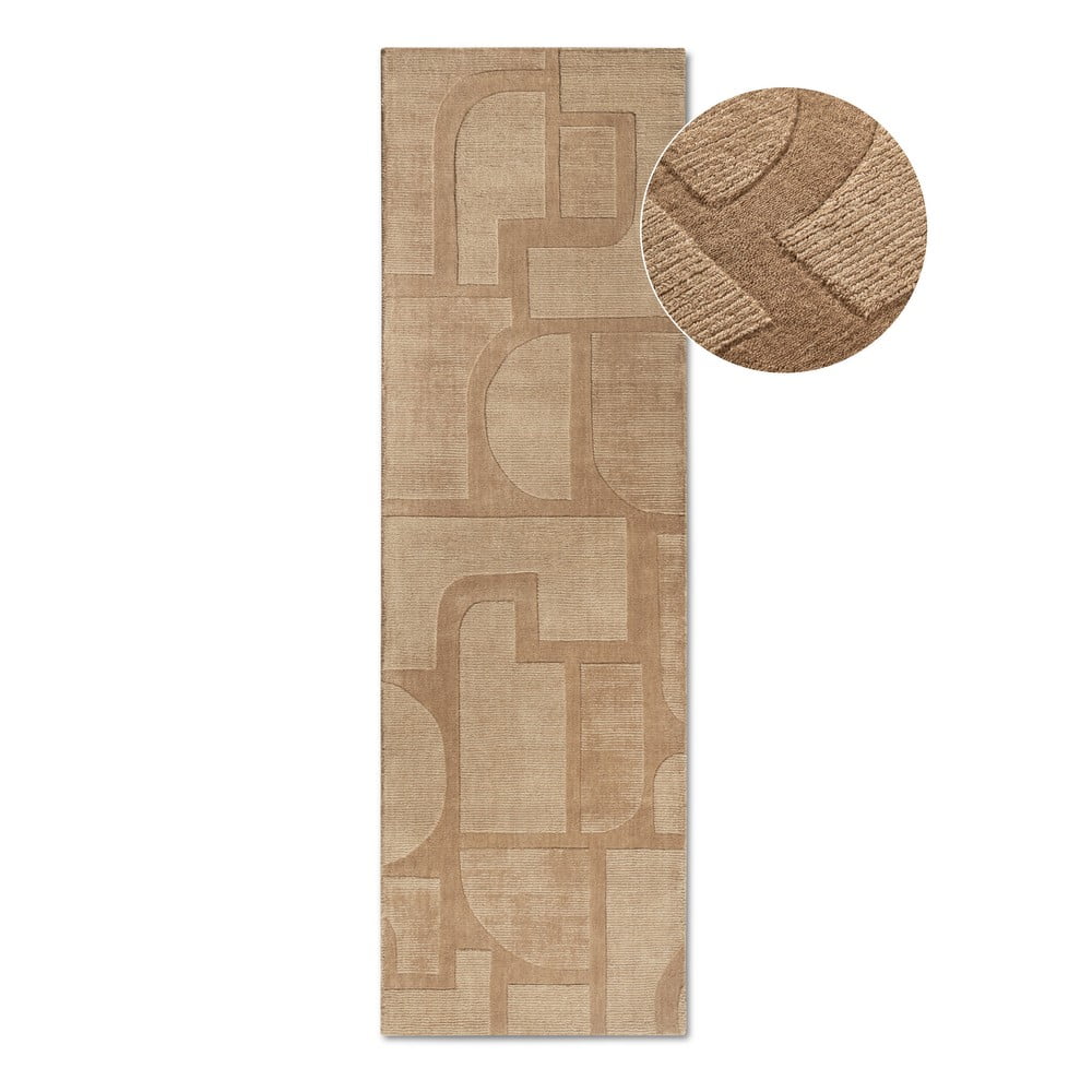 Bézs kézi szövésű gyapjú futószőnyeg 80x250 cm Alexis – Villeroy&Boch