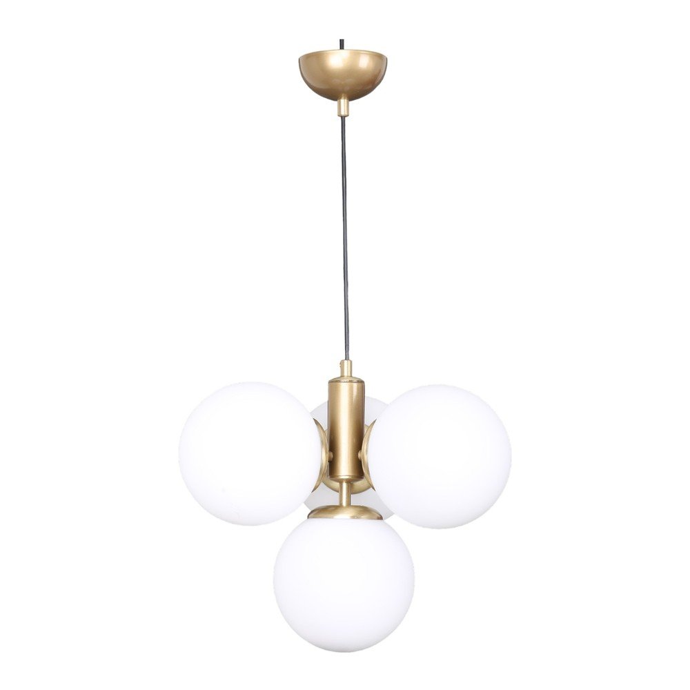 Fehér-aranyszínű függőlámpa üveg búrával ø 15 cm Hector – Squid Lighting