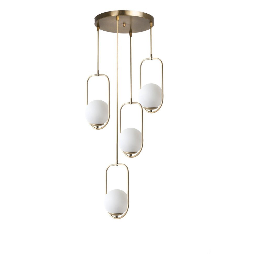 Fehér-aranyszínű függőlámpa üveg búrával ø 30 cm Ahu – Opviq lights