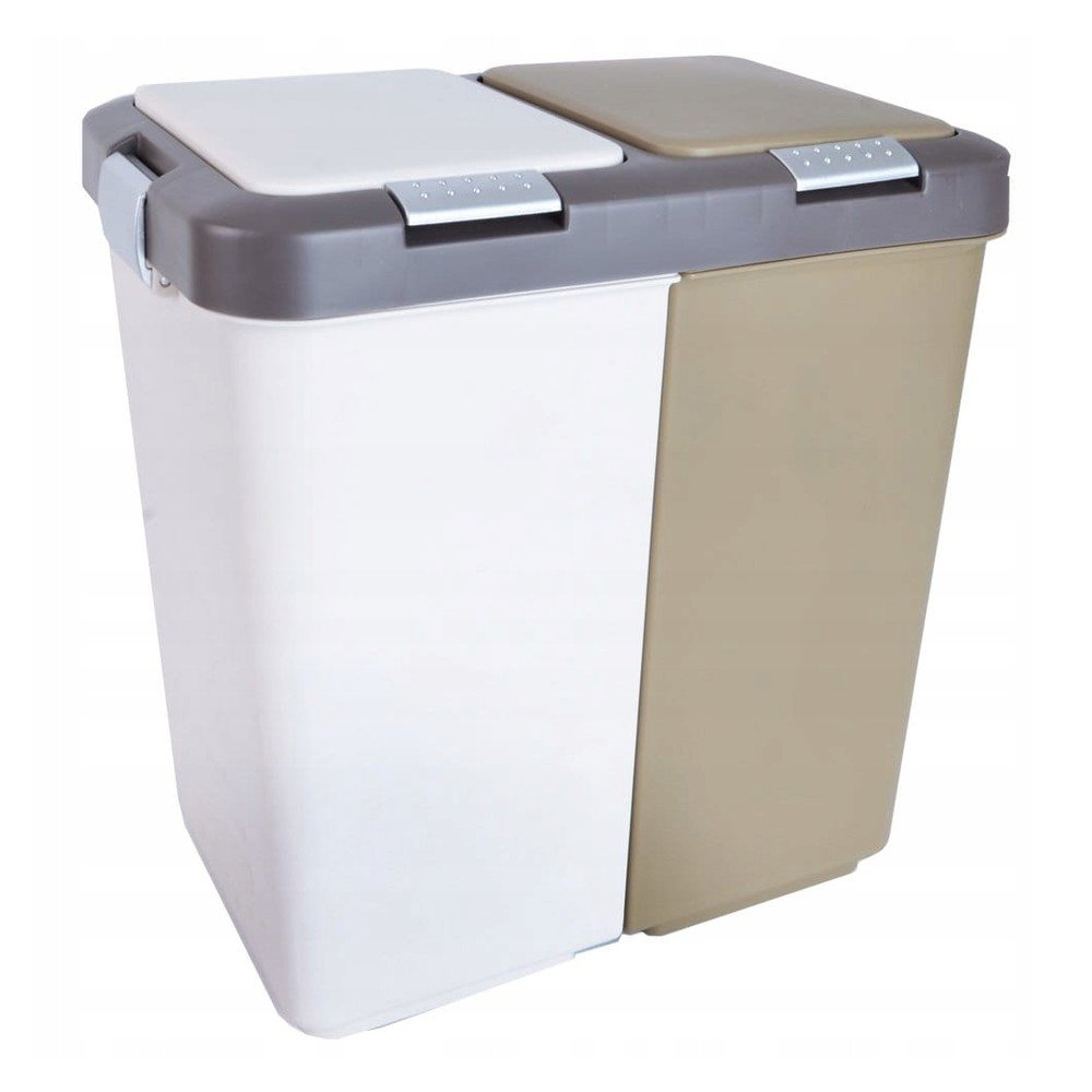 Fehér-bézs műanyag szelektív szemetes 2x20 l Duo Dust – Orion