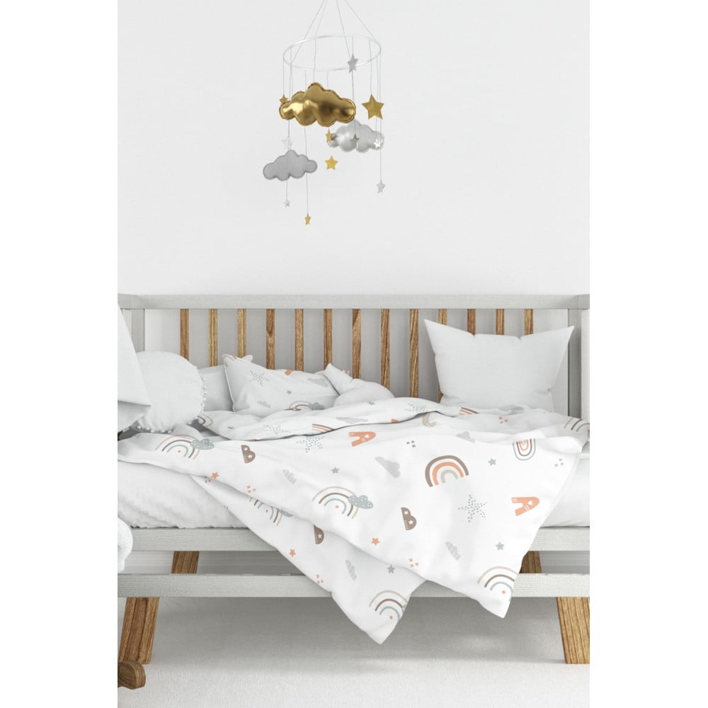 Fehér renforcé pamut gyerek ágyneműhuzat babaágyhoz 100x150 cm Abc – Mijolnir