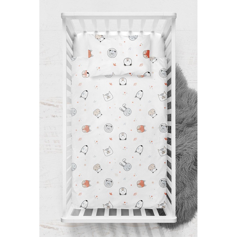 Fehér renforcé pamut gyerek ágyneműhuzat babaágyhoz 100x150 cm Safari – Mijolnir