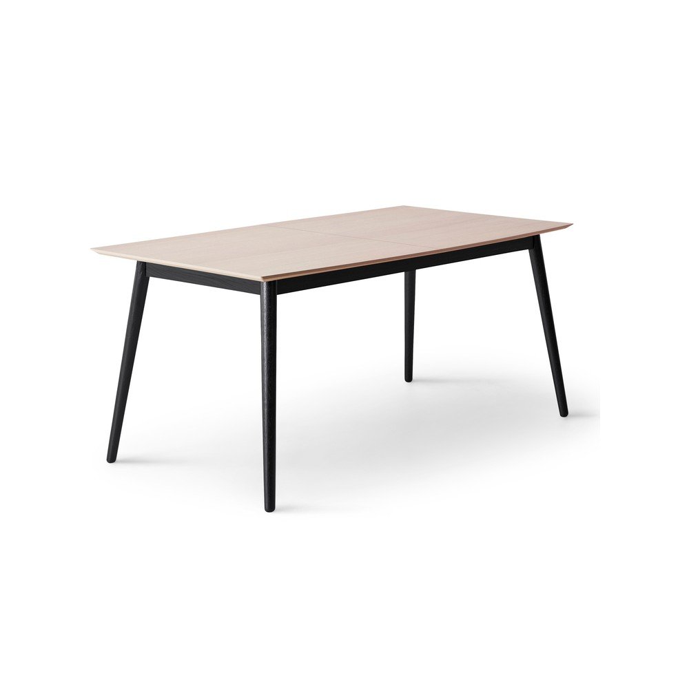 Fekete-natúr színű bővíthető étkezőasztal tölgyfa dekoros asztallappal 90x165 cm Meza – Hammel Furniture