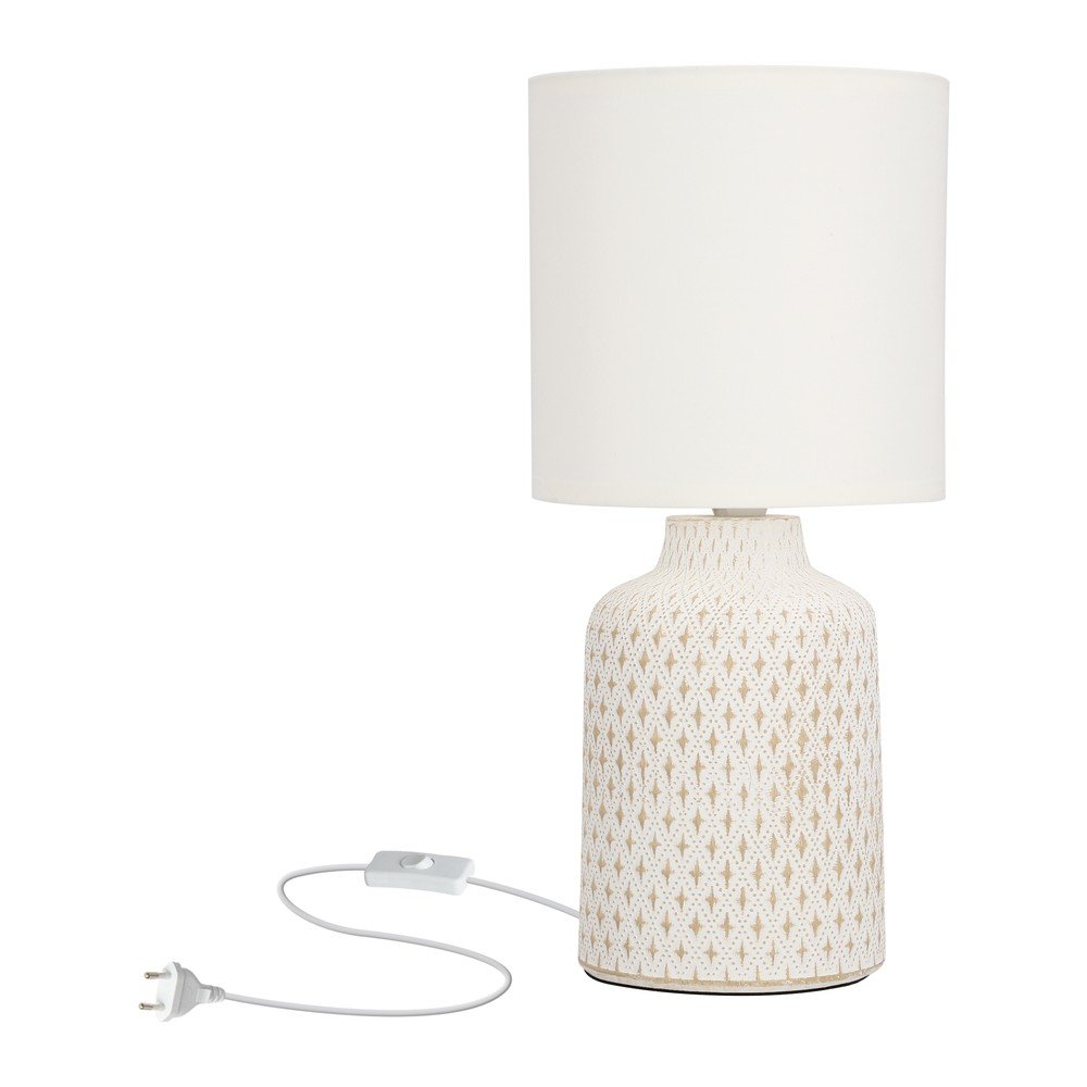 Krémszínű asztali lámpa textil búrával (magasság 32 cm) Iner – Candellux Lighting
