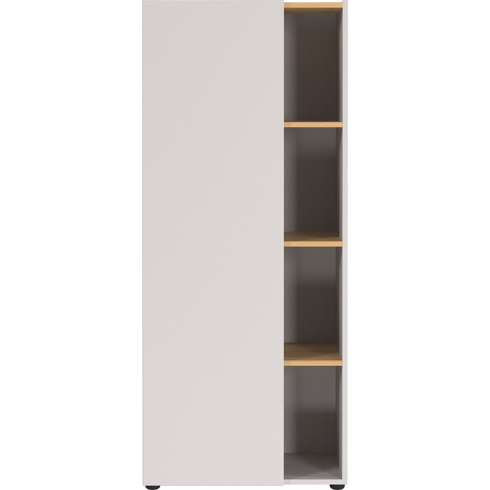 Krémszínű könyvespolc tölgyfa dekorral 61x145x34 cm Adrano – Germania