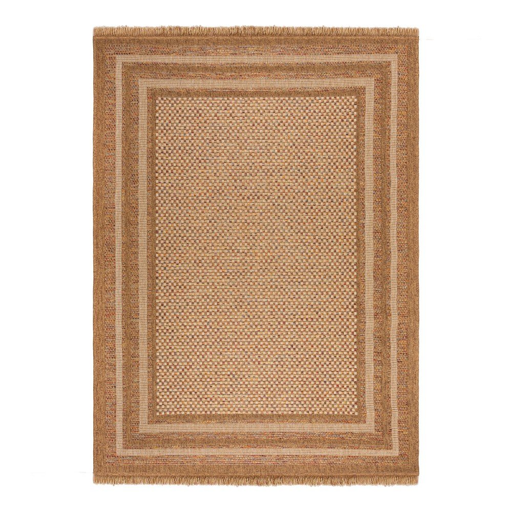 Natúr színű kültéri-beltéri szőnyeg 160x230 cm Layla Border – Flair Rugs