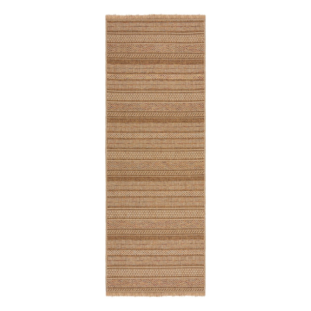 Natúr színű kültéri futószőnyeg 80x230 cm Farah Stripe – Flair Rugs
