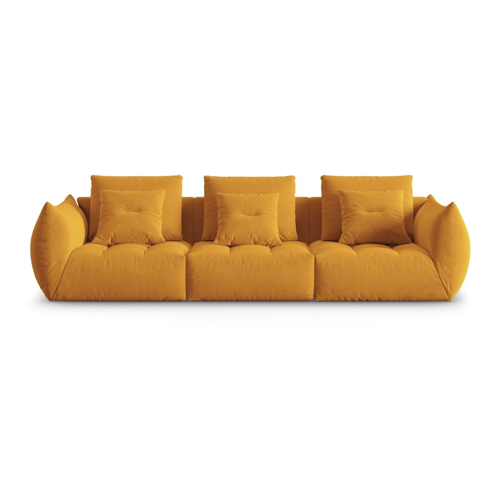 Sárga bársony kanapé 332 cm Bloom – Micadoni