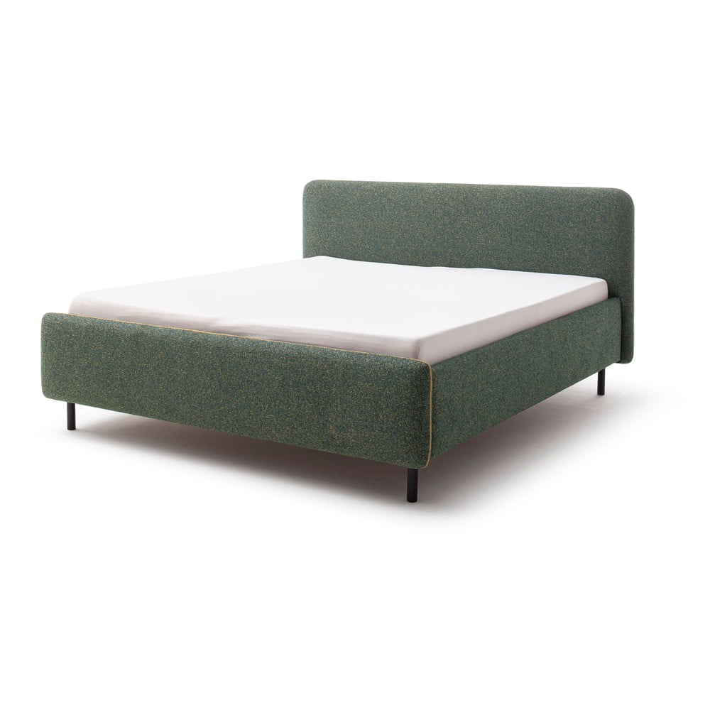 Sötétzöld kárpitozott franciaágy ágyrács nélkül 180x200 cm Primo – Meise Möbel
