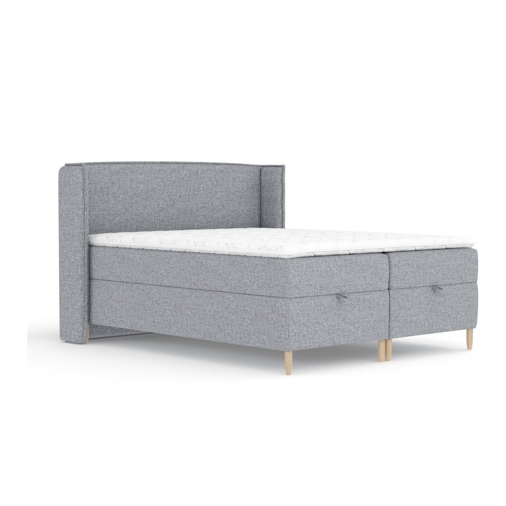 Szürke ágyneműtartós boxspring ágy 180x200 cm Monpelli – Maison de Rêve