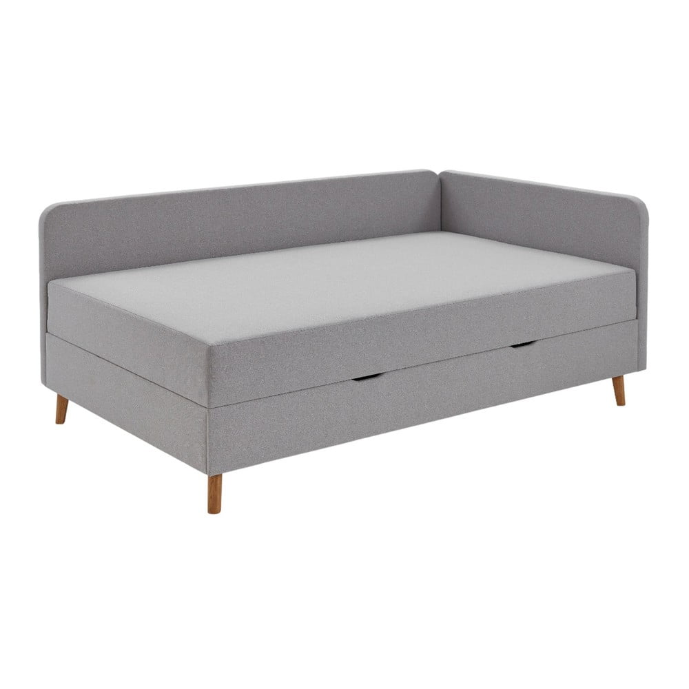 Világosszürke kárpitozott egyszemélyes ágy tárolóhellyel 120x200 cm Cabana – Meise Möbel