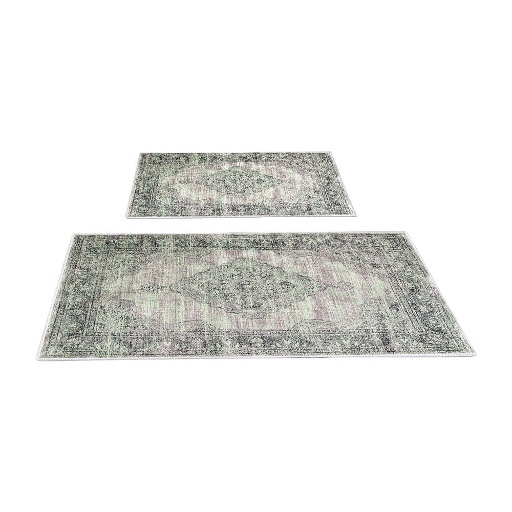 Zöld-szürke fürdőszobai kilépő szett 2 db-os 60x100 cm – Foutastic