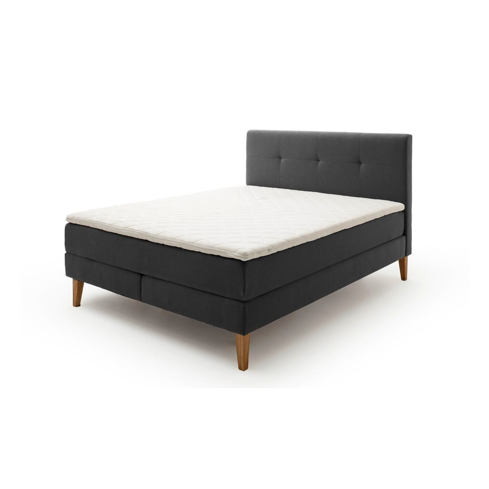 Antracitszürke boxspring ágy 180x200 cm Stockholm – Meise Möbel