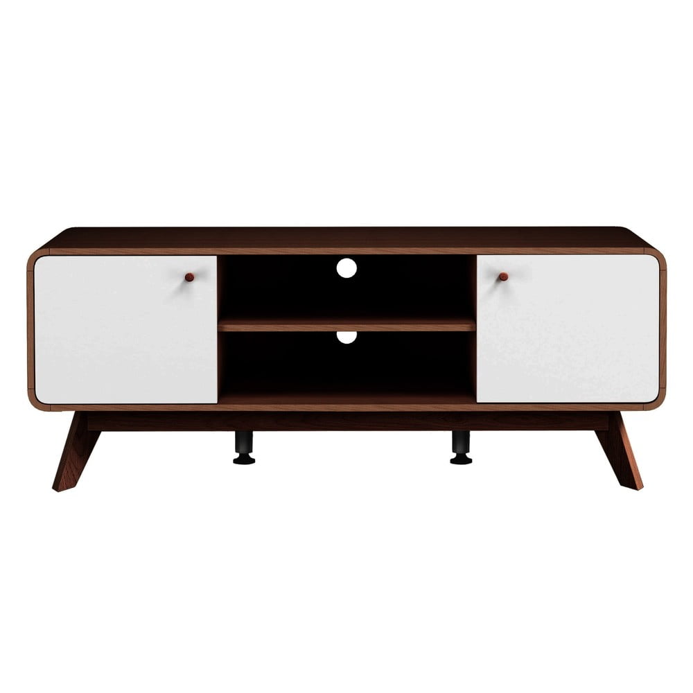 Fehér-barna TV-állvány diófa dekorral 140x53 cm Caitlin – Støraa