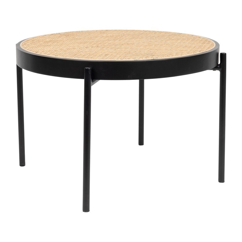 Fekete rattan kerek dohányzóasztal ø 60 cm Spike - Zuiver