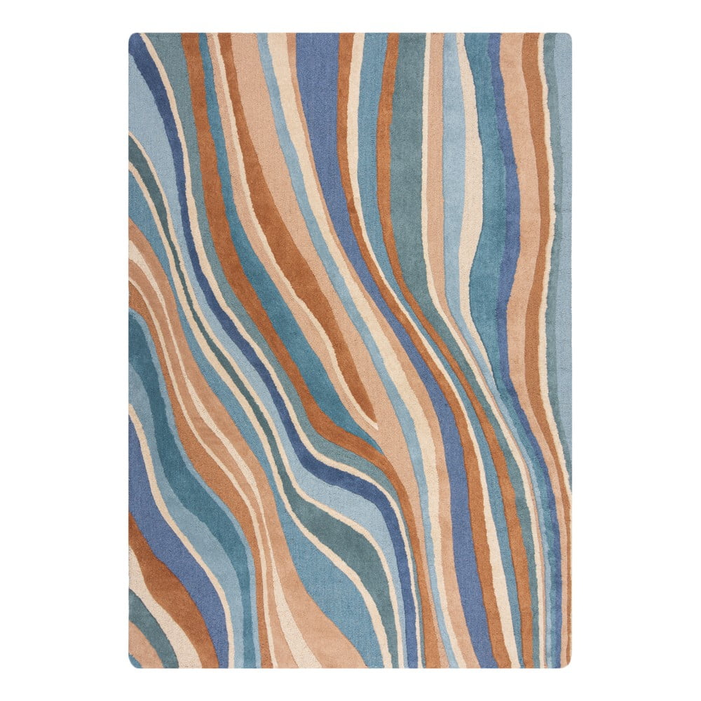 Kék kézi szövésű gyapjú szőnyeg 160x230 cm Abstract Flow – Flair Rugs
