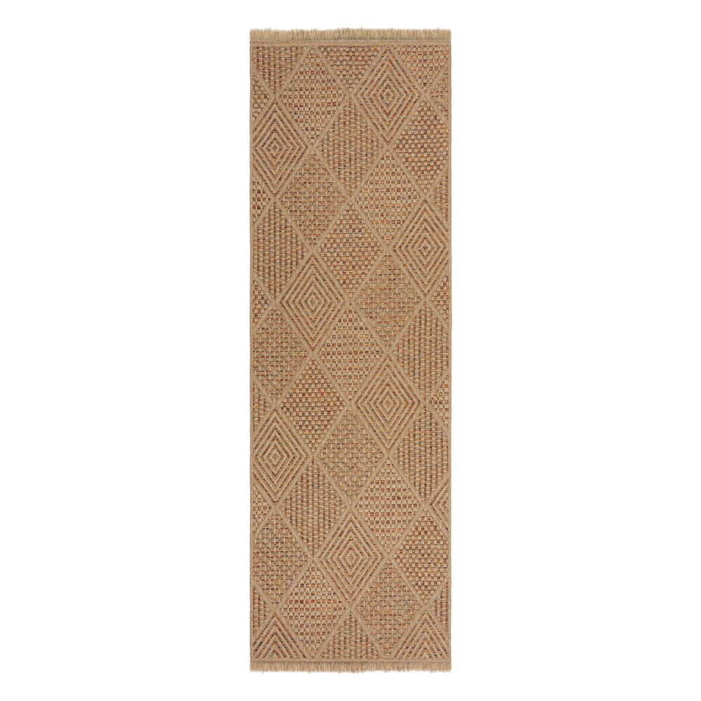Natúr színű kültéri futószőnyeg 80x230 cm Nora Diamond – Flair Rugs