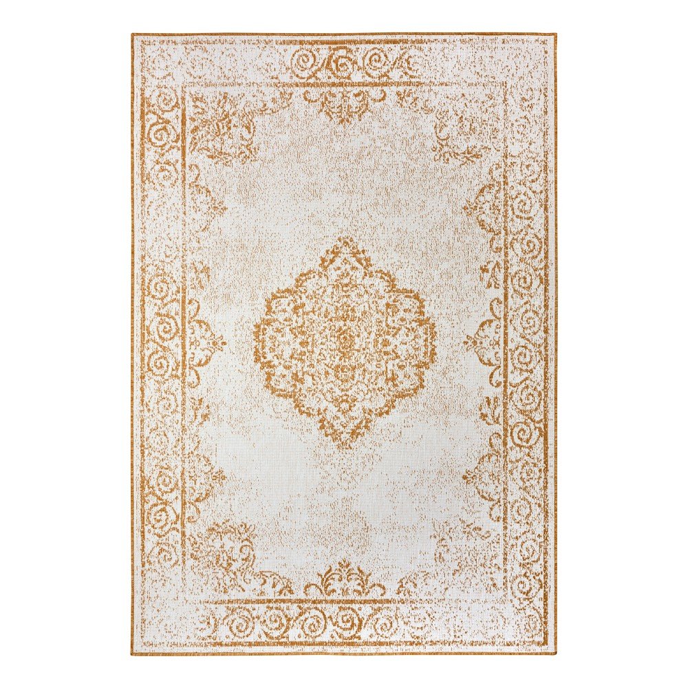 Okkersárga-fehér kültéri szőnyeg 200x290 cm Cebu – NORTHRUGS
