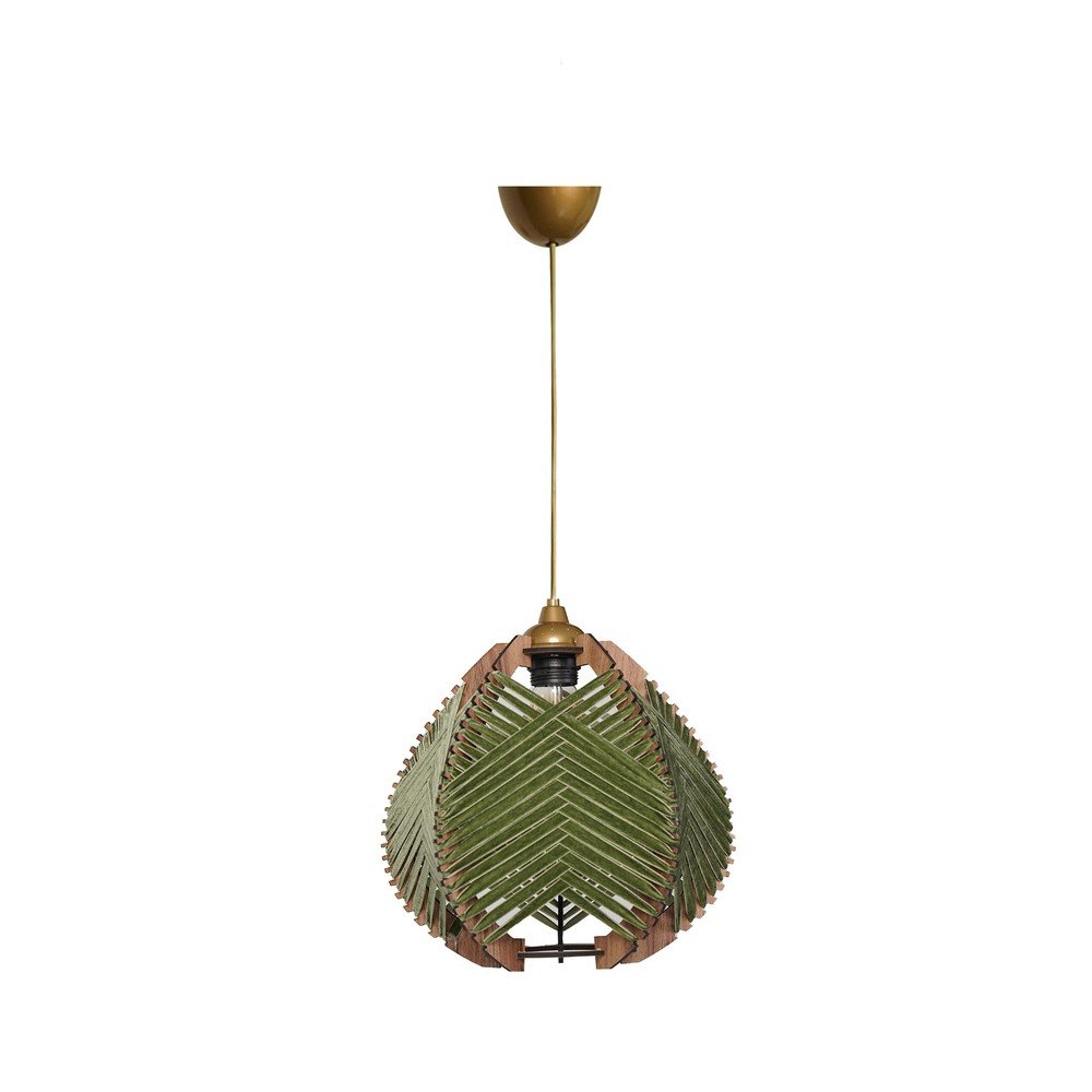 Sötétzöld-natúr színű függőlámpa textil búrával ø 25 cm – Opviq lights