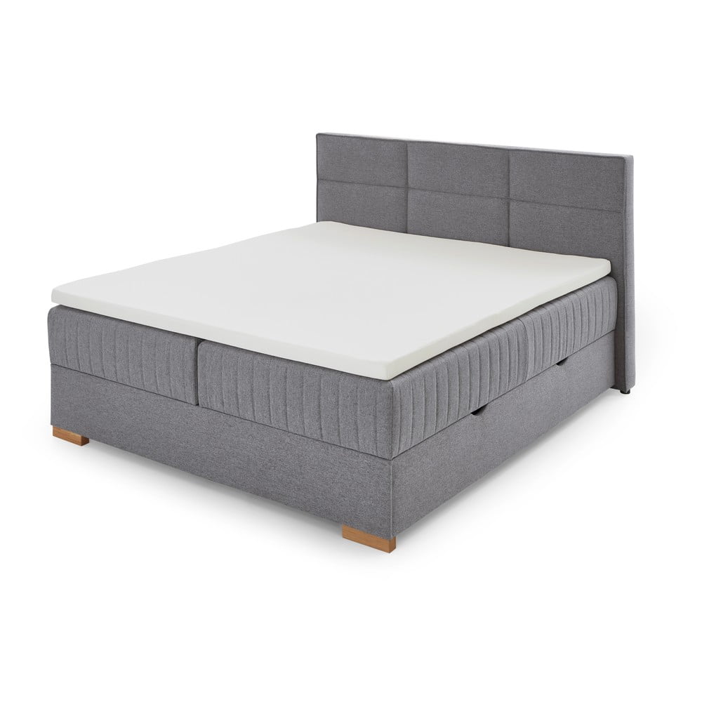 Szürke ágyneműtartós boxspring ágy 180x200 cm Tambo – Meise Möbel