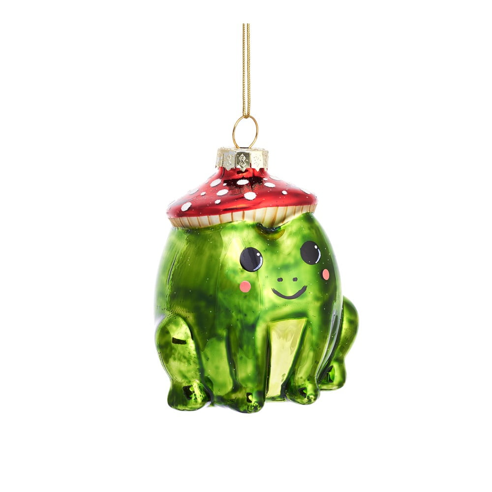 Üveg kézzel készített karácsonyfadísz 7 cm Frog – Sass & Belle
