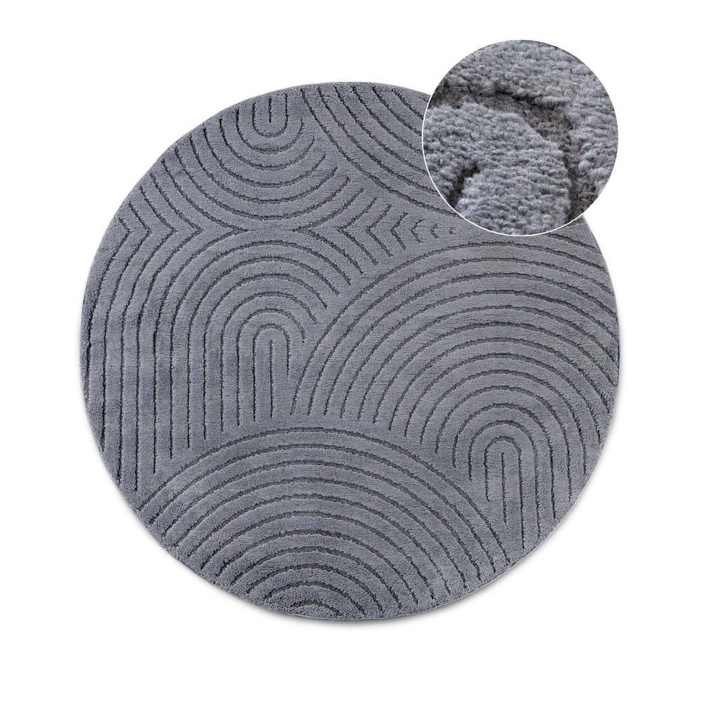 Antracitszürke kerek szőnyeg ø 200 cm Panglao New York Anthracite – Elle Decoration