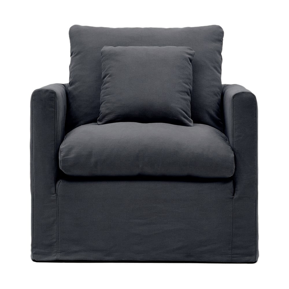 Antracitszürke len fotel Nora – Kave Home