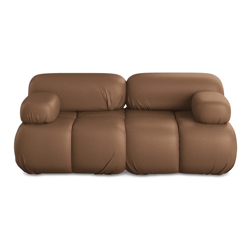 Barna bőrutánzat moduláris kanapé 190 cm Lokua – Makamii