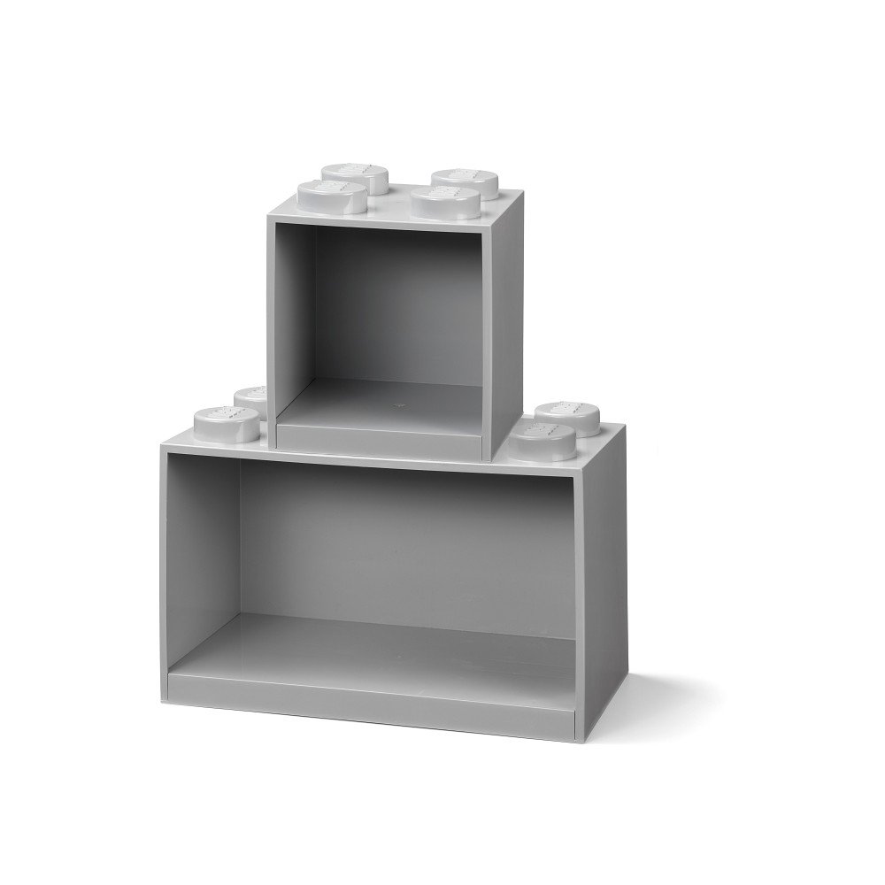 Brick 2 db-os gyerek szürke fali polc szett - LEGO®