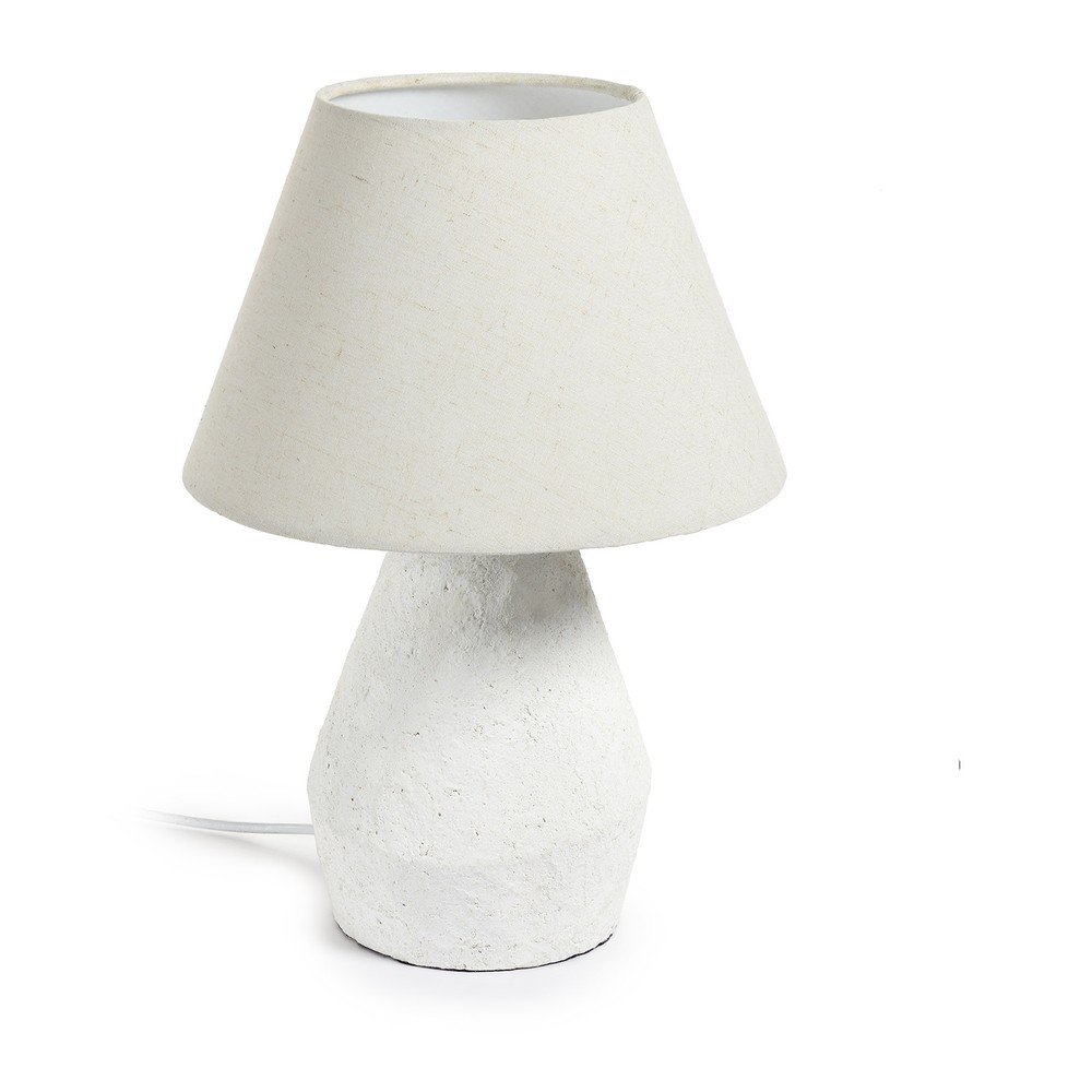 Fehér asztali lámpa textil búrával (magasság 43 cm) Noara – Kave Home