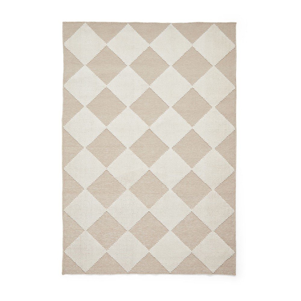 Fehér-bézs mosható szőnyeg 80x150 cm Lyna Beige&White – Think Rugs