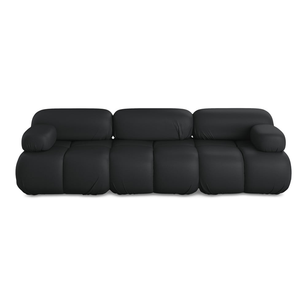 Fekete bőrutánzat moduláris kanapé 285 cm Lokua – Makamii