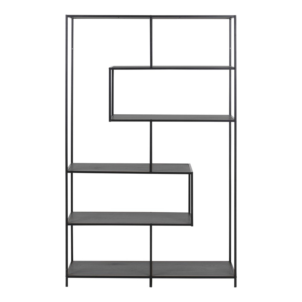 Fekete könyvespolc kőrisfa dekorral 114x185 cm Seaford – Actona