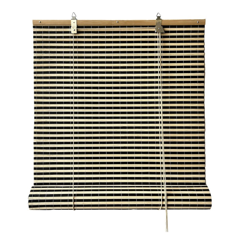 Fekete-natúr színű bambusz roló 200x160 cm Vela – Gardinia