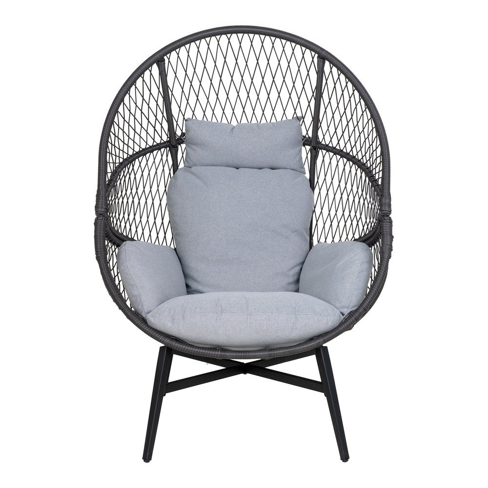Fekete-szürke műrattan kerti fotel Rosario – House Nordic