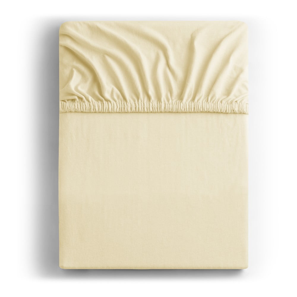 Krémszínű gumis jersey lepedő 220x200 cm Amber – Restilo