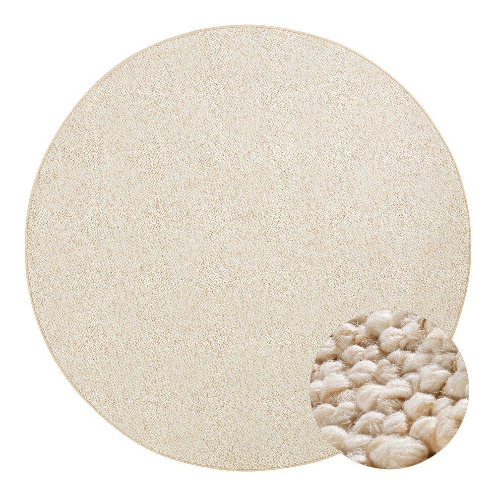 Krémszínű kerek szőnyeg ø 133 cm Wolly – BT Carpet