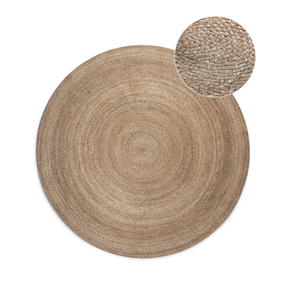 Natúr színű kétoldalas kerek juta szőnyeg ø 200 cm Braided Grey – Hanse Home