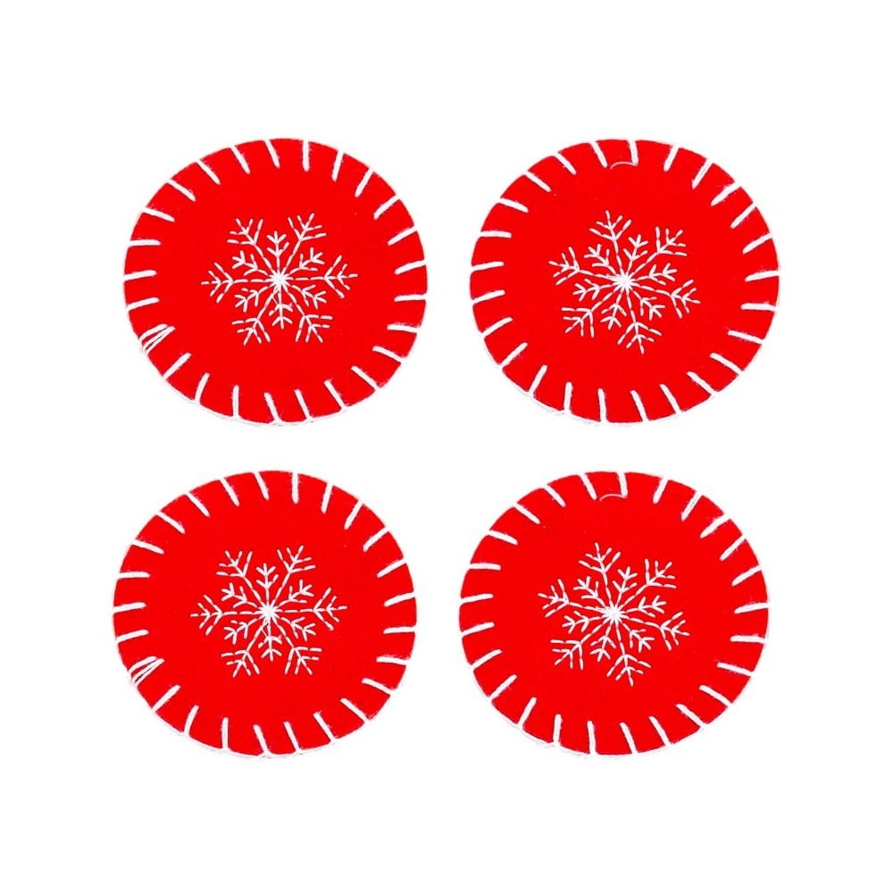 Piros poháralátét szett karácsonyi mintával 4 db-os – Casa Selección