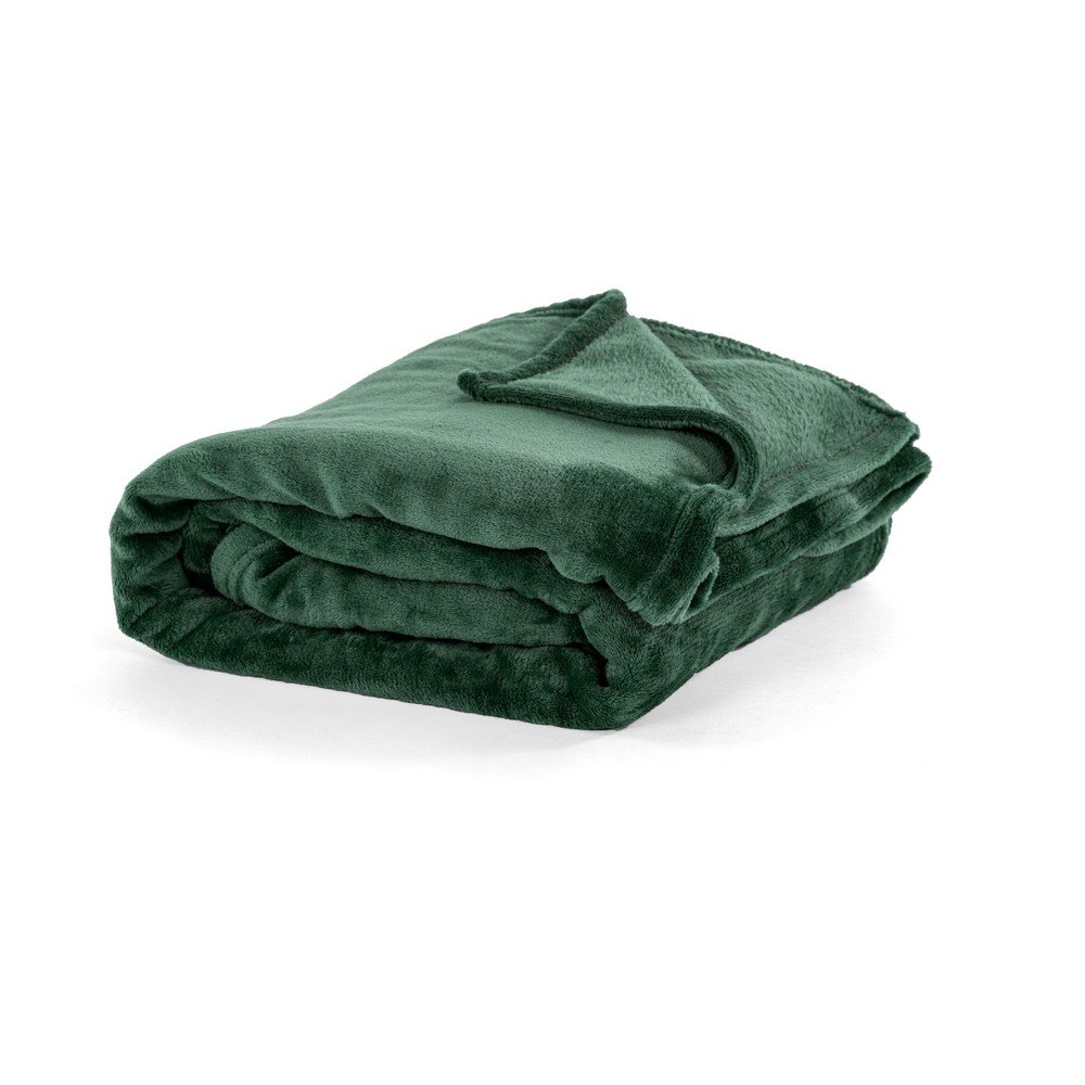 Sötétzöld mikroplüss ágytakaró egyszemélyes ágyra 150x200 cm Cosy - Tiseco Home Studio