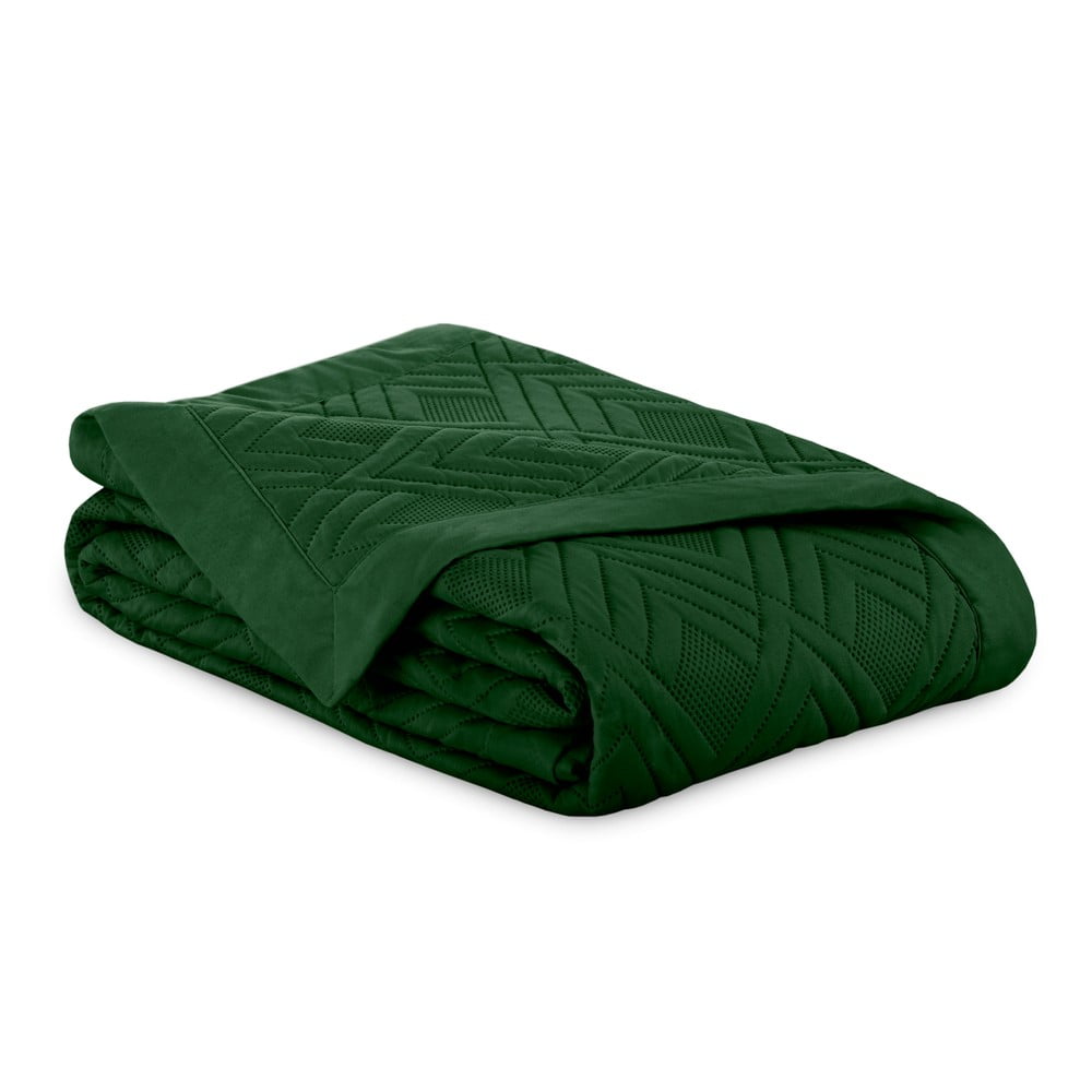 Sötétzöld mikroszálas steppelt ágytakaró 170x210 cm Ophelia – Restilo