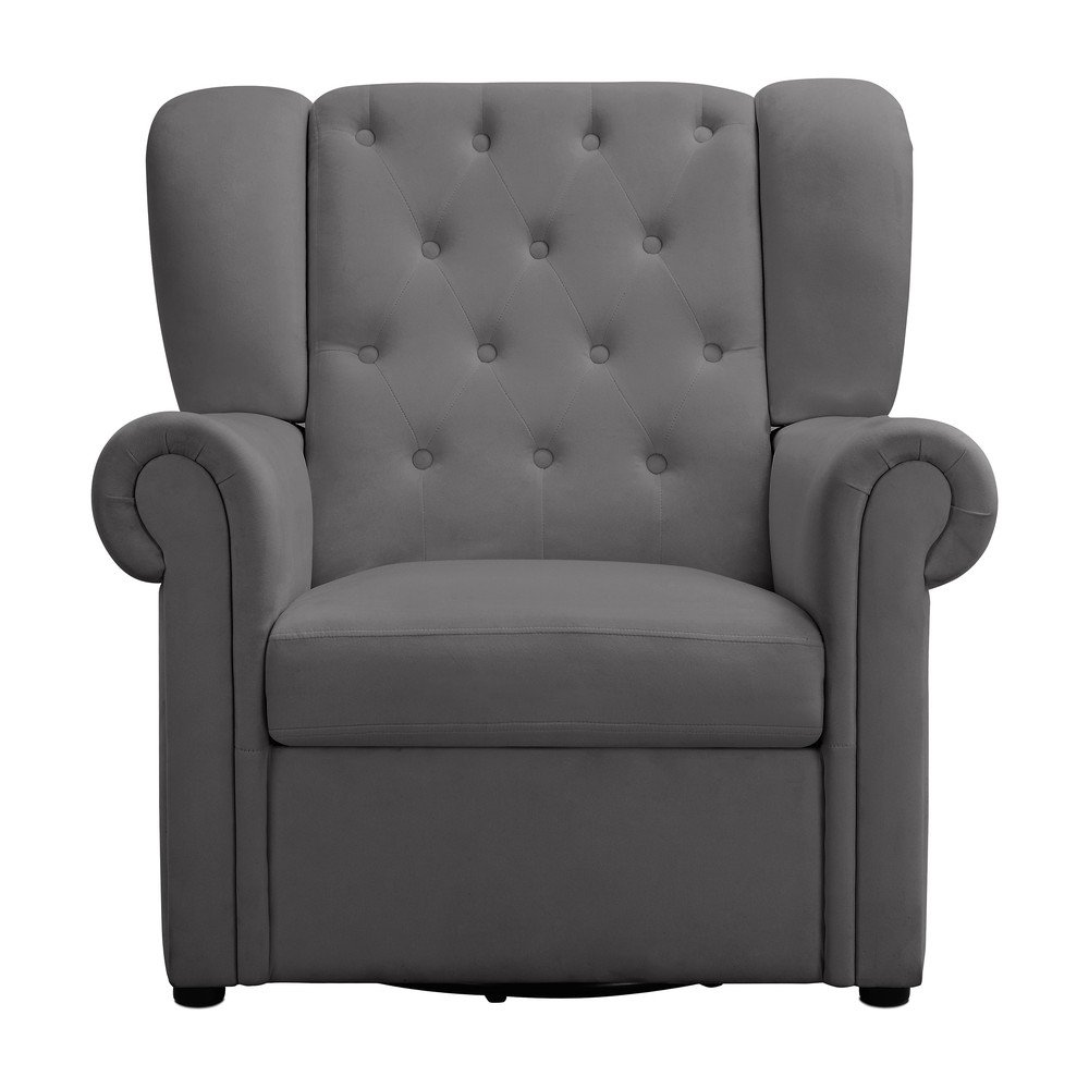 Szürke bársony chesterfield-hinta fotel Lillyse – Støraa